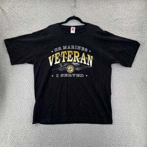 US Marines Veteran "I Served Bayside T-Shirt  Mens XL Made in USA Black Stretch